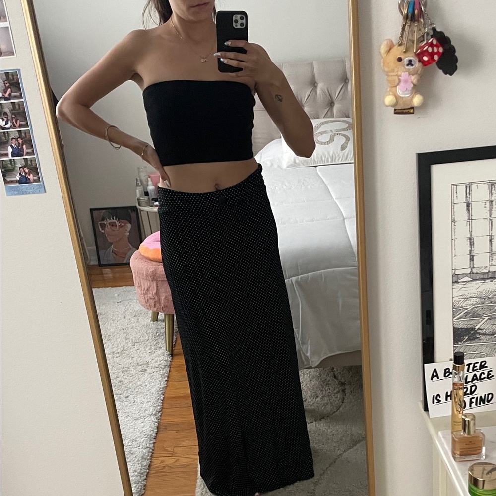 ESPRESSA • Vintage Elegant Black Polka Dot Maxi Skirt